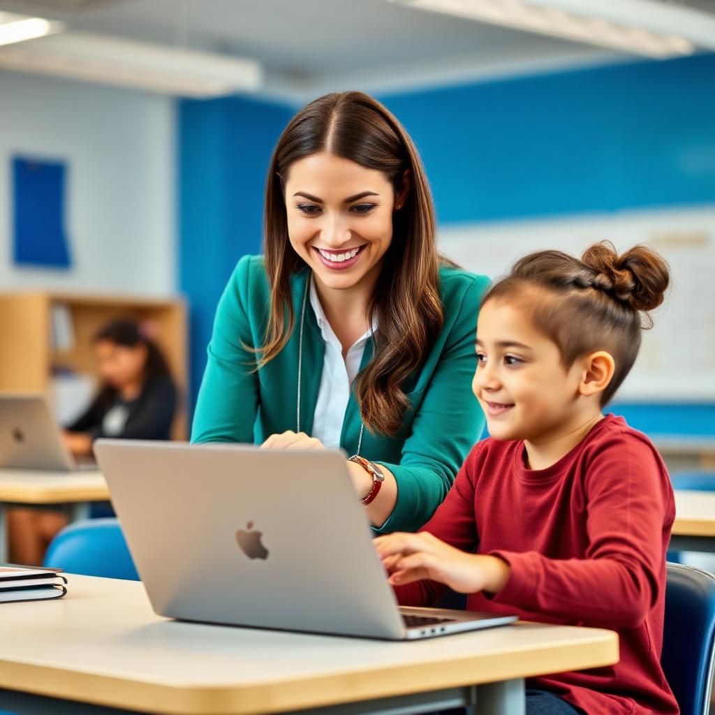 Teacher with student